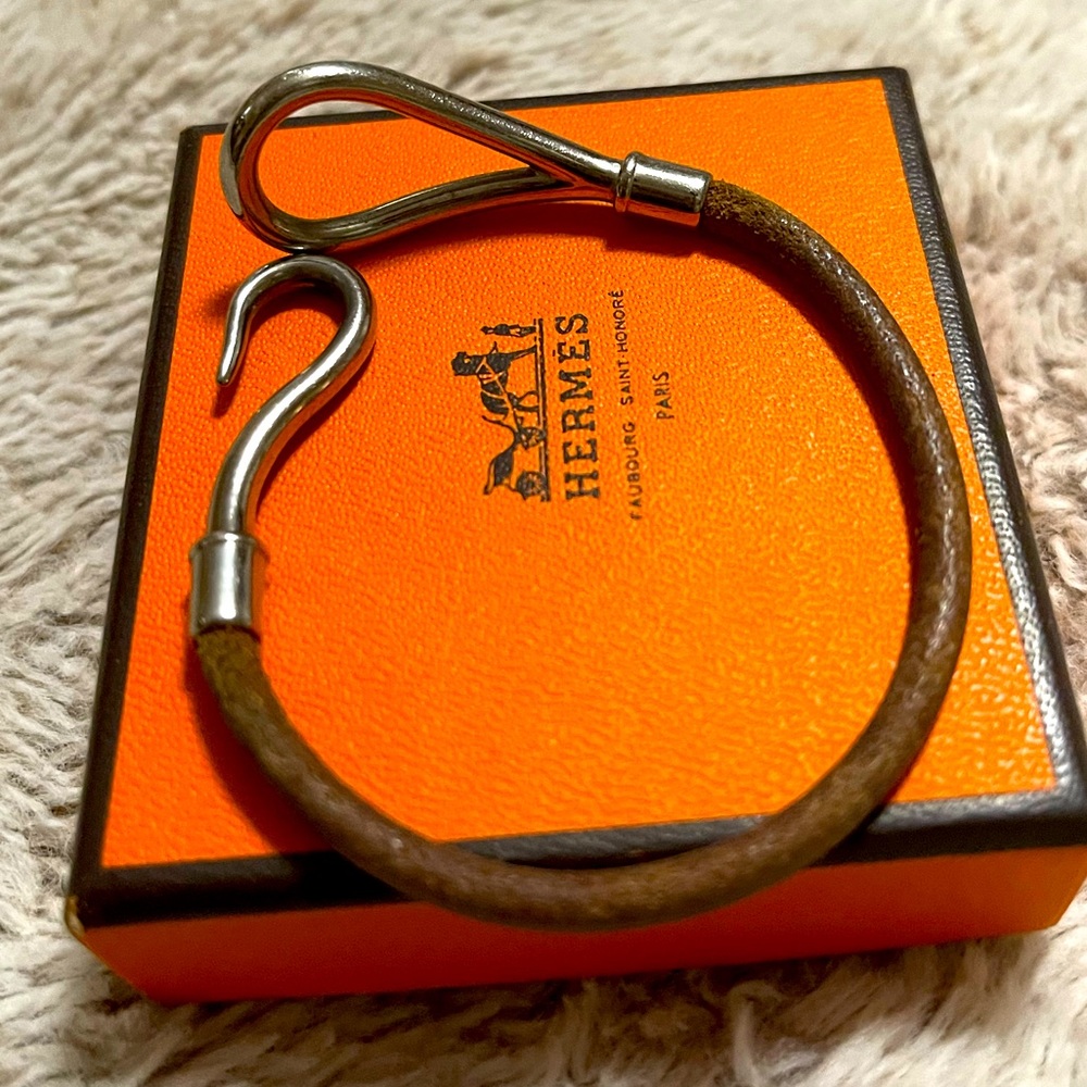 Hermes Jumbo bracelet brown silver-tone metal 16.5cm 6.49in